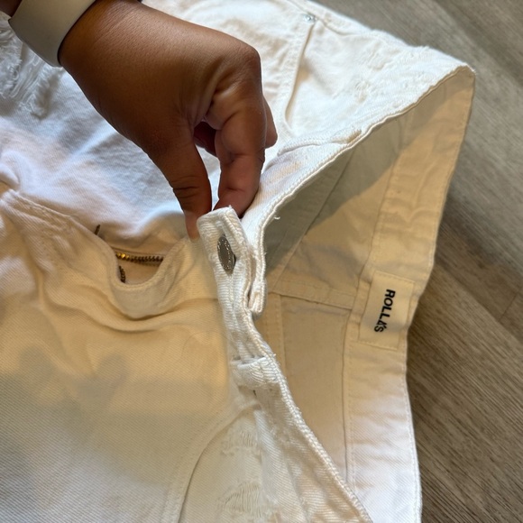 Rolla's Duster High Rise Slim Denim Shorts White Distressed - Picture 4 of 7